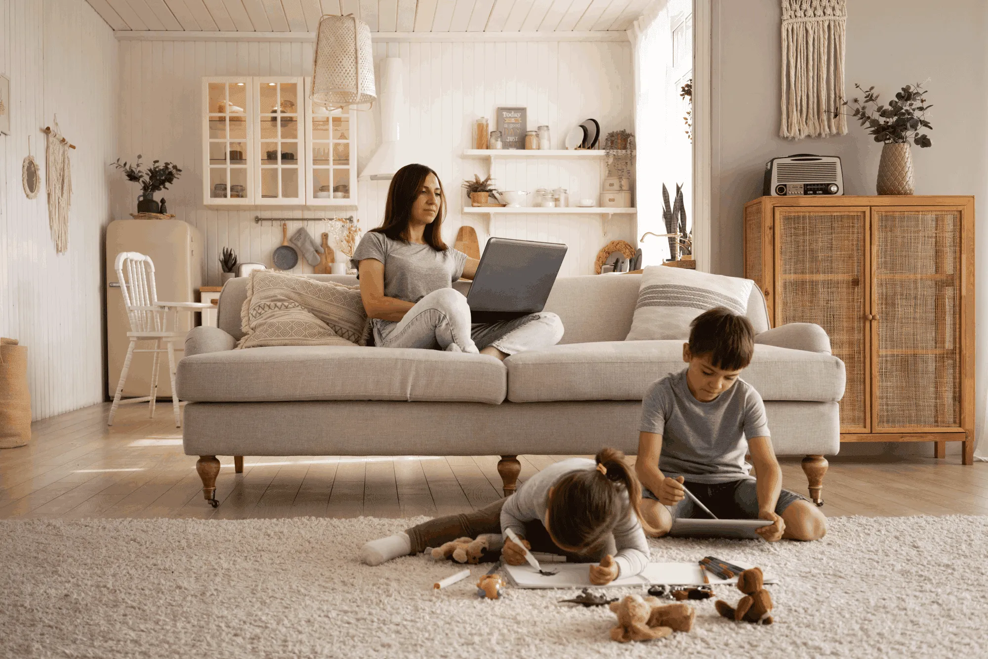 Family enjoying a comfortable, cool Cedar Park home