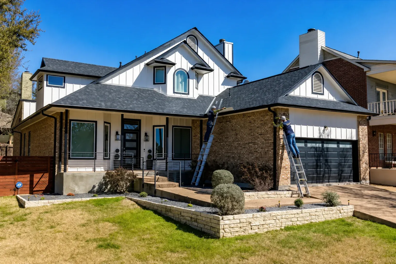 Gutter repair work on a Central Texas home